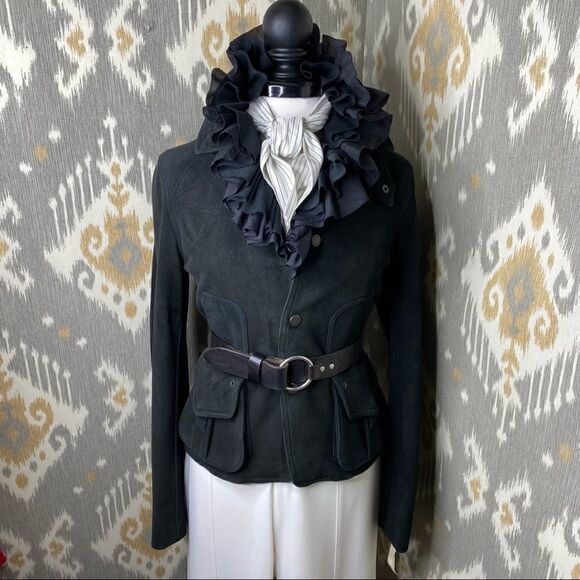 Ralph Lauren Collection ~ Vintage Fall 02 Runway Black Deerskin Utility Jacket - Picture 4 of 16